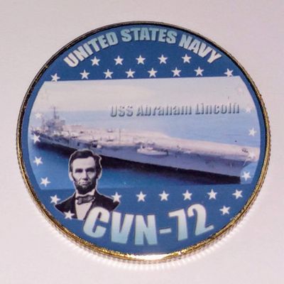 Navy USS Abraham Lincoln CVN-72 Colorized Challenge Art Coin