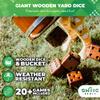 SWOOC Games - Yardzee, Farkle & 20+ Giant Dice Games (All Weather) Yard Dice with Wooden Bucket, 5 Scorecards & Marker - Jumbo Dice Yard Game - Extra Large Yard Games for Adults - Jumbo Lawn Games view 3