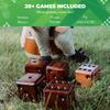 SWOOC Games - Yardzee, Farkle & 20+ Giant Dice Games (All Weather) Yard Dice with Wooden Bucket, 5 Scorecards & Marker - Jumbo Dice Yard Game - Extra Large Yard Games for Adults - Jumbo Lawn Games view 4