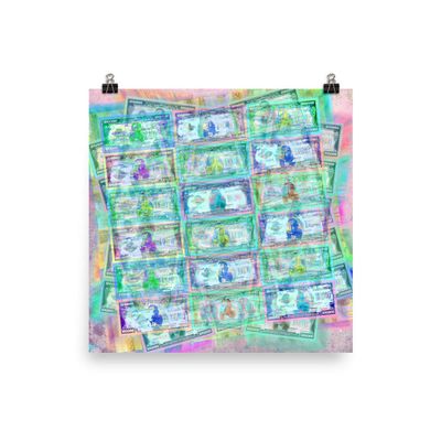 540 Million Dollars Blue Green Pastel Money Bling Cash Dollar Bills Loot Coin Poster