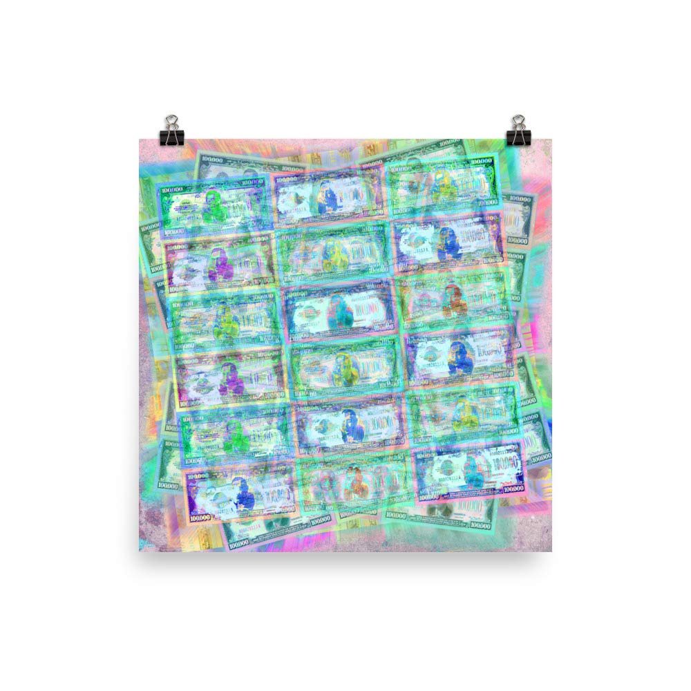 540 Million Dollars Blue Green Pastel Money Bling Cash Dollar Bills Loot Coin Poster