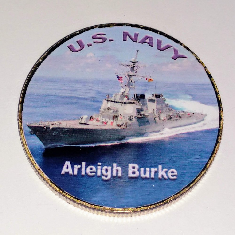 Navy USS Arleigh Burke Colorized Challenge Art Coin