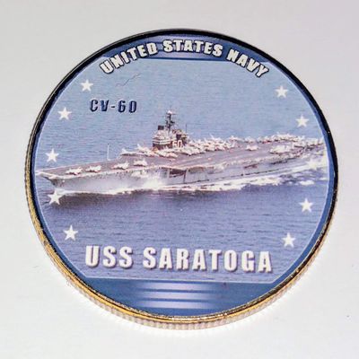 Navy USS Saratoga CV-60 Colorized Challenge Art Coin