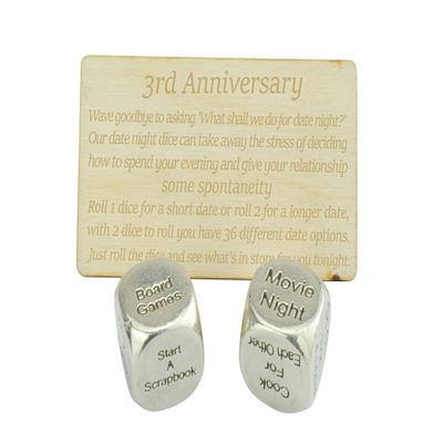 3 Year Anniversary Metal Date Night Dice - Create a Unique 3rd Anniversary Date Night