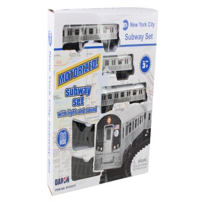 New York MTA New York City 3 Pc. Battery Operated Train Set with Track ,39" X 25",Silver