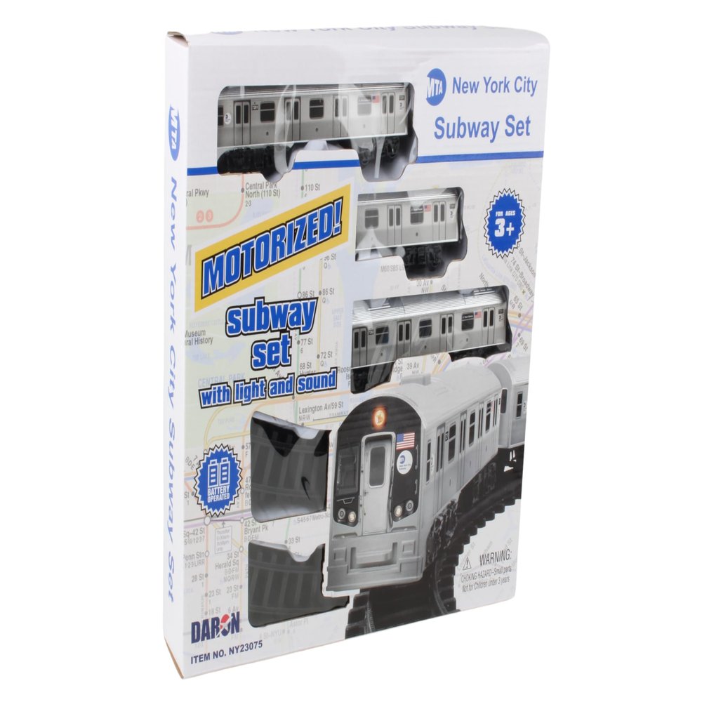 New York MTA New York City 3 Pc. Battery Operated Train Set with Track ,39" X 25",Silver