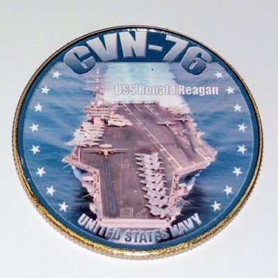 Navy USS Ronald Reagan CVN-76 Colorized Challenge Art Coin