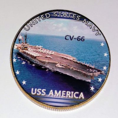 Navy USS America CV-66 Challenge Art Coin