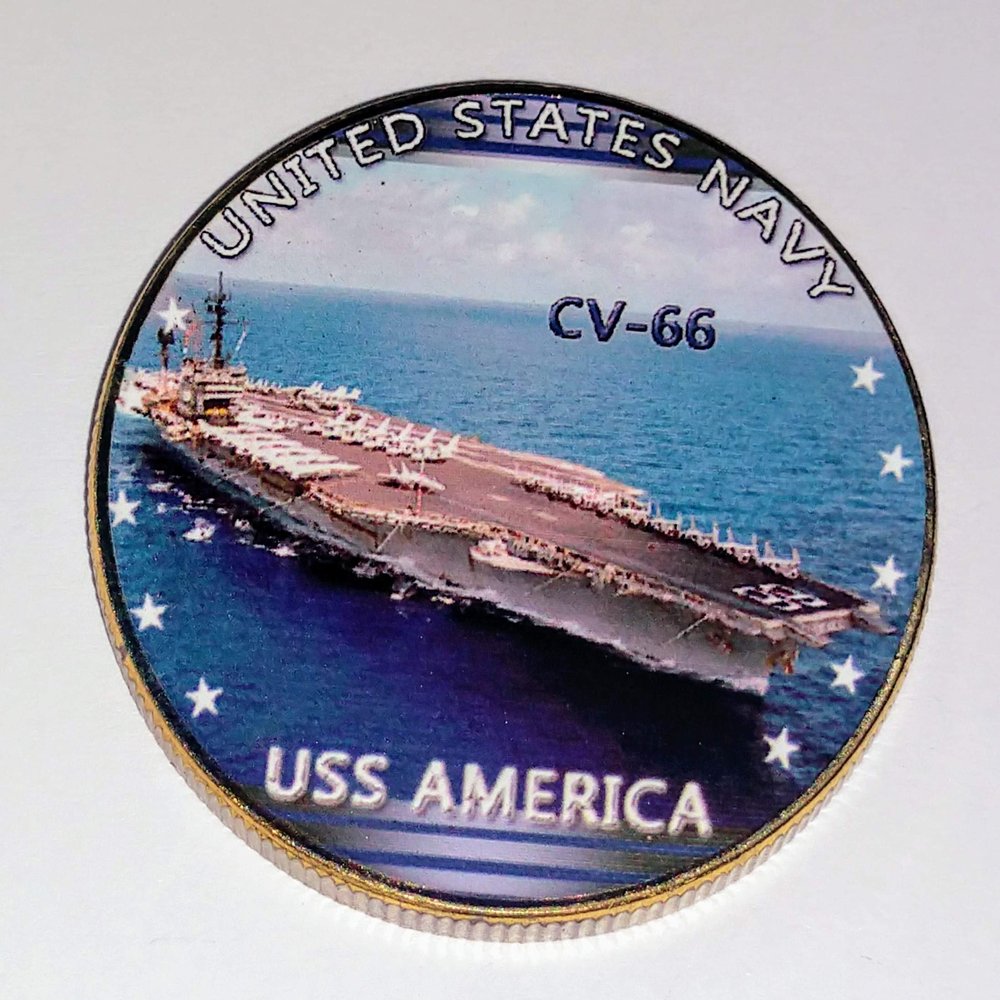 Navy USS America CV-66 Challenge Art Coin