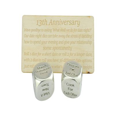 13 Year Anniversary Metal Date Night Dice - Create a Unique 13th Anniversary Date Night