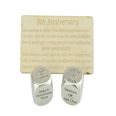 8 Year Anniversary Metal Date Night Dice - Create a Unique 8th Anniversary Date Night