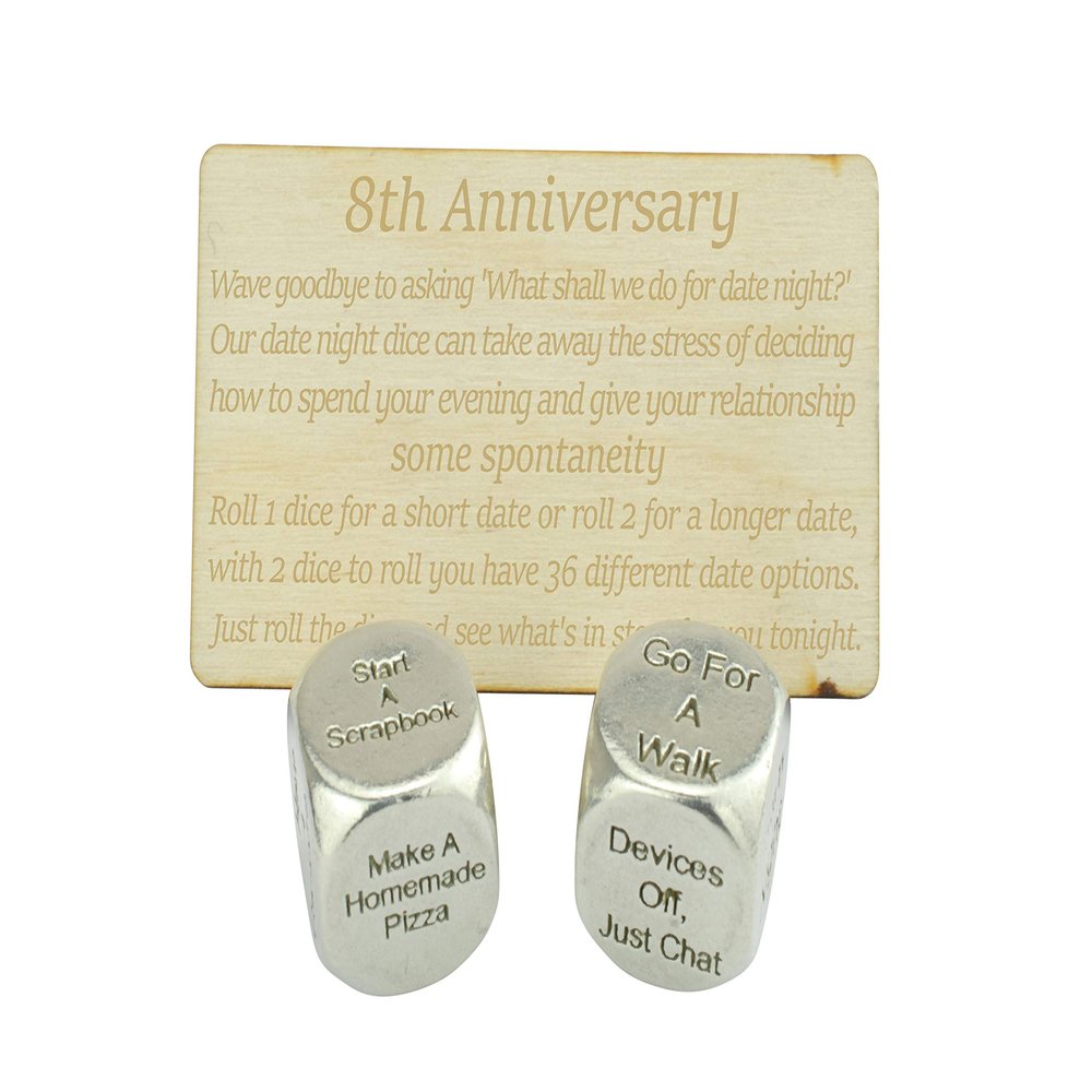 8 Year Anniversary Metal Date Night Dice - Create a Unique 8th Anniversary Date Night