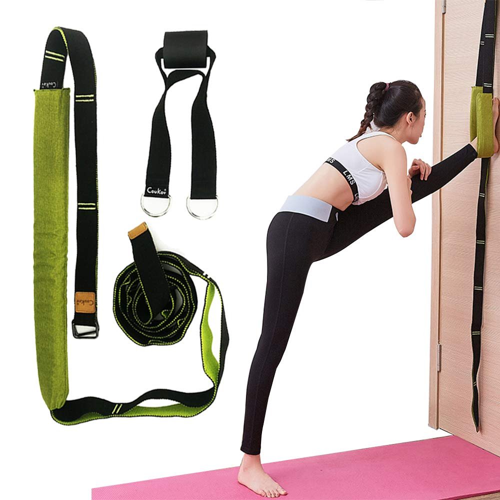CShopping Backbend Trainer, Backbend Assist Trainer, Door Anchor, Detachable Sponge Cushion, Multifunction Adjustable Stretching Strap, for Dance Yoga Gymnastics Training, Green, Pink