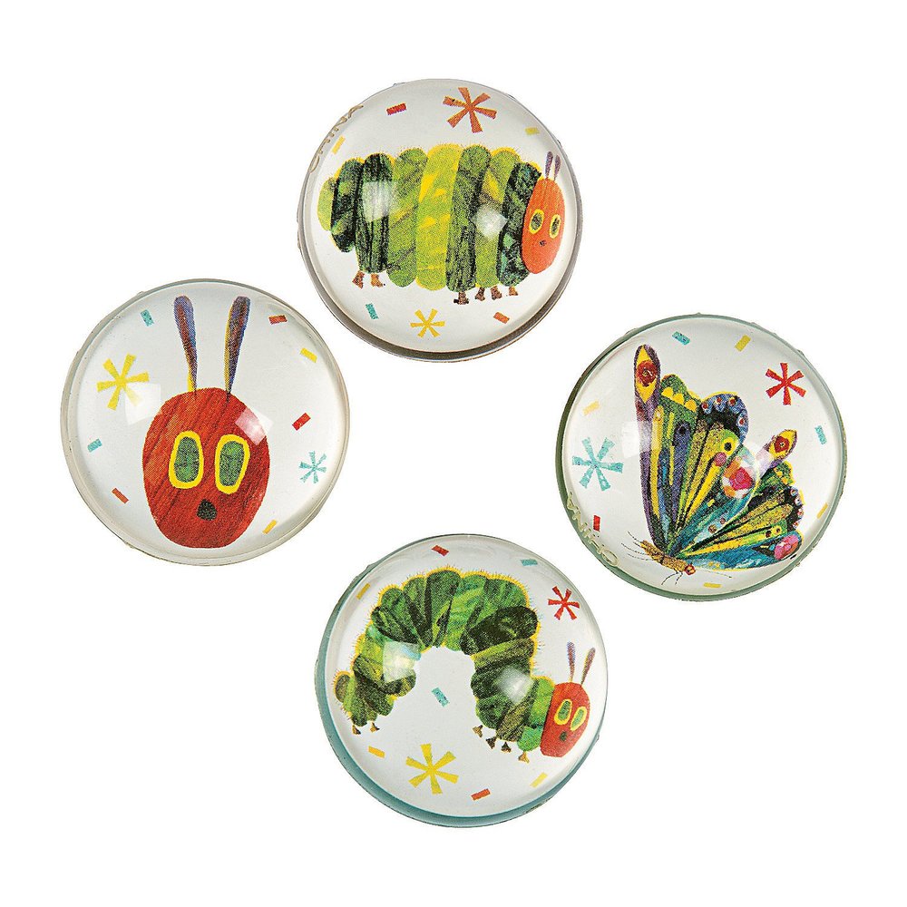 Fun Express Eric Carles The Very Hungry Caterpillar Bouncy Ball Assortment - Toys - Bouncing Balls - Birthday - 12 Pieces