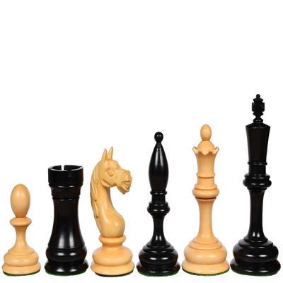 1935 Botvinnik Flohr-I Soviet Chess Pieces in Ebony & Boxwood  4" King, Handcrafted Weighted Vintage Staunton Chess Set for Collectors & Tournament Players