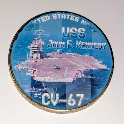 Navy USS John F Kennedy CV-67 Colorized Challenge Art Coin