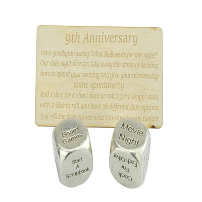 9 Year Anniversary Metal Date Night Dice - Create a Unique 9th Anniversary Date Night