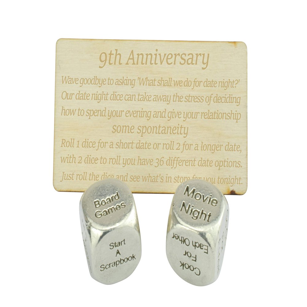 9 Year Anniversary Metal Date Night Dice - Create a Unique 9th Anniversary Date Night