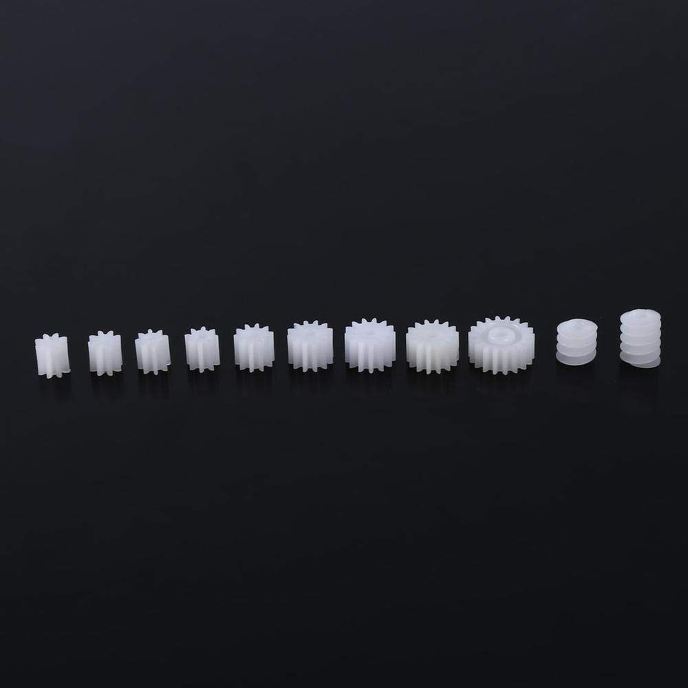 11Pcs Plastic Gears,Plastic Spindle Worm Gear, Plastic Gears Set Pulley Crown Gear Set, for Aircraft Car Model