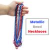 4E's Novelty Patriotic Beads Necklace (72 Pack) Bulk Red White Blue Beads 33 Inch Long 7mm Thick, Great for 4th of July Party Favors, Parade Throws, Dress Up July 4 Accessories Supplies view 2