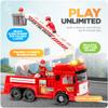 FUNERICA Large Fire Truck Toy with Lights and Sounds - Doors That Open - Big Folding Ladder - with Toy Firemen Figures - Red Firetruck Engine for Toddlers and Kids view 2