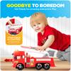 FUNERICA Large Fire Truck Toy with Lights and Sounds - Doors That Open - Big Folding Ladder - with Toy Firemen Figures - Red Firetruck Engine for Toddlers and Kids view 3