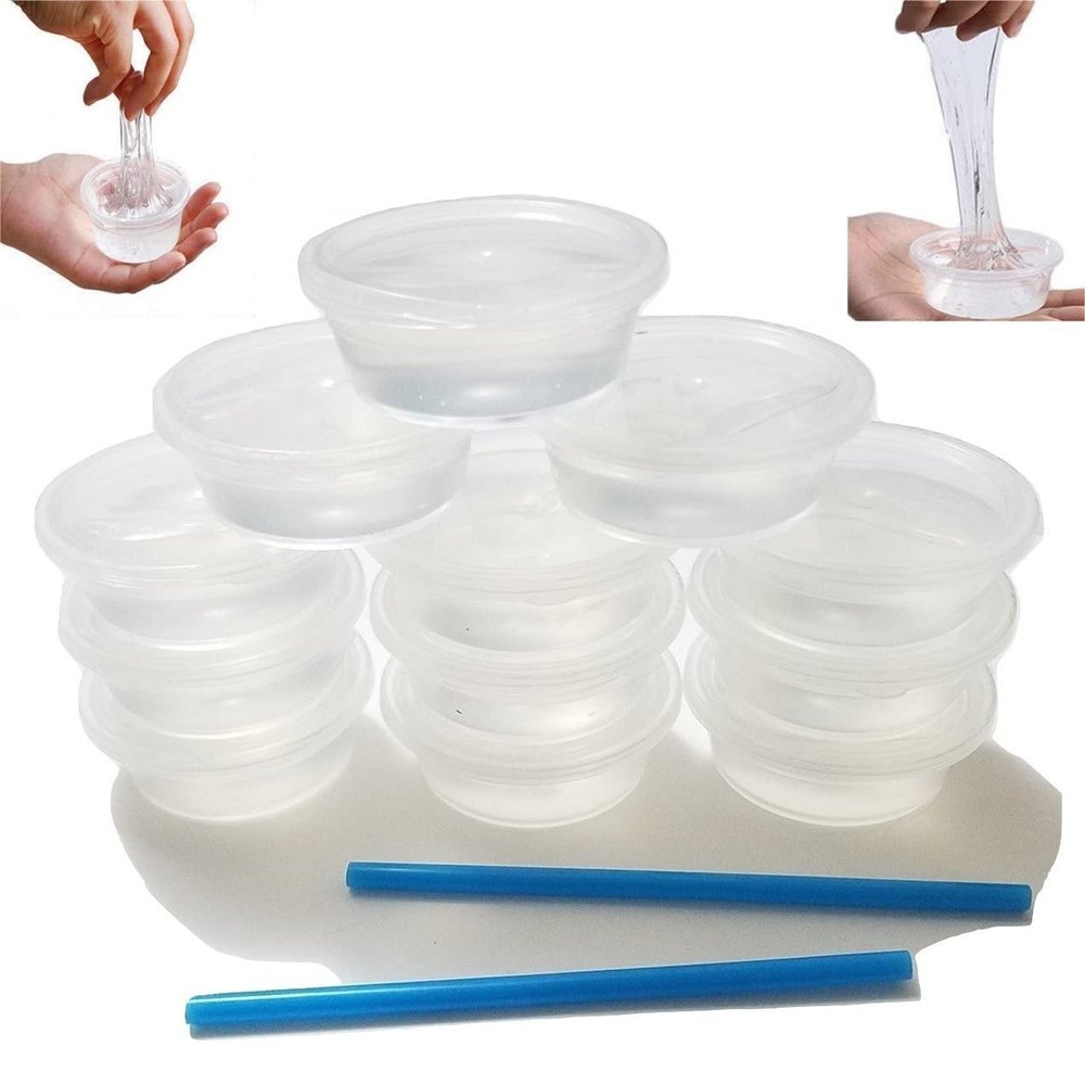 12 Pack Crystal Clear Slime Mud Putty, Creative, DIY, Great Toy for Any Favor, Gift, Birthday. Non Sticky, Stress Relief, Super Soft & Squishy Slime Toy Kit for Kids and Adults - Transparent Clear