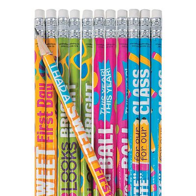 Fun Express First Day Of School Pencils - 24 Pieces - Educational And Learning Activities For Kids