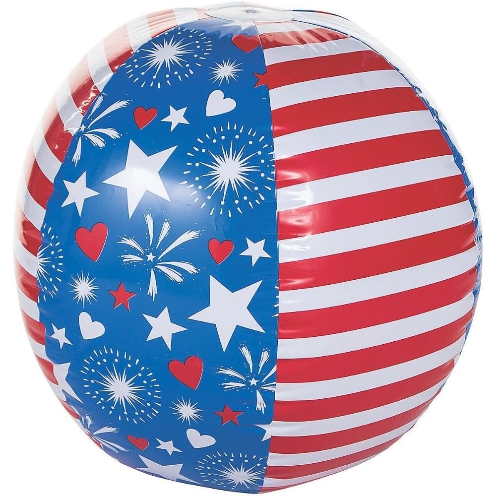 Fun Express - Patriotic Giant Beach Ball for Fourth of July - Toys - Inflates - Beach Balls - Fourth of July - 1 Piece