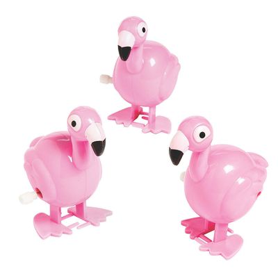 Fun Express - Flamingo Wind Up Characters - Toys - Character Toys - Wind Ups & Paratroopers - 12 Pieces