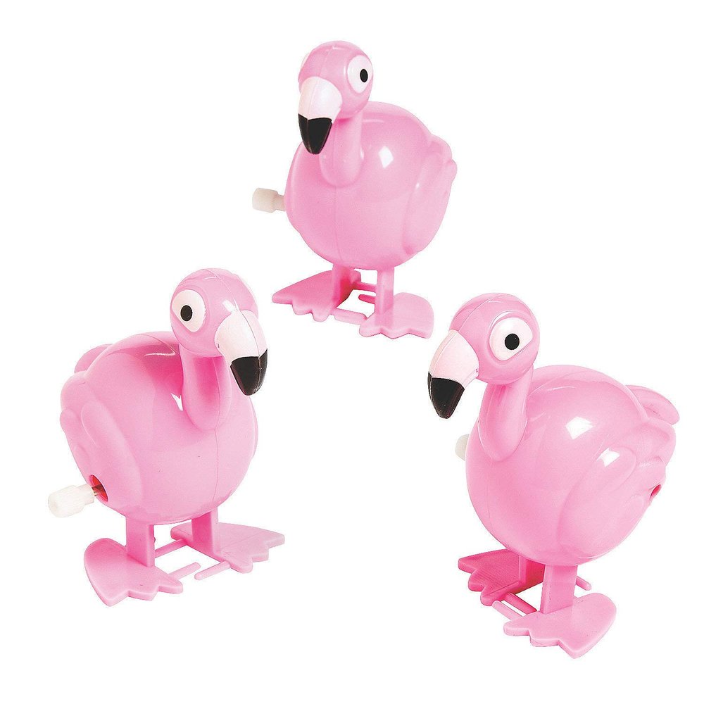 Fun Express - Flamingo Wind Up Characters - Toys - Character Toys - Wind Ups & Paratroopers - 12 Pieces