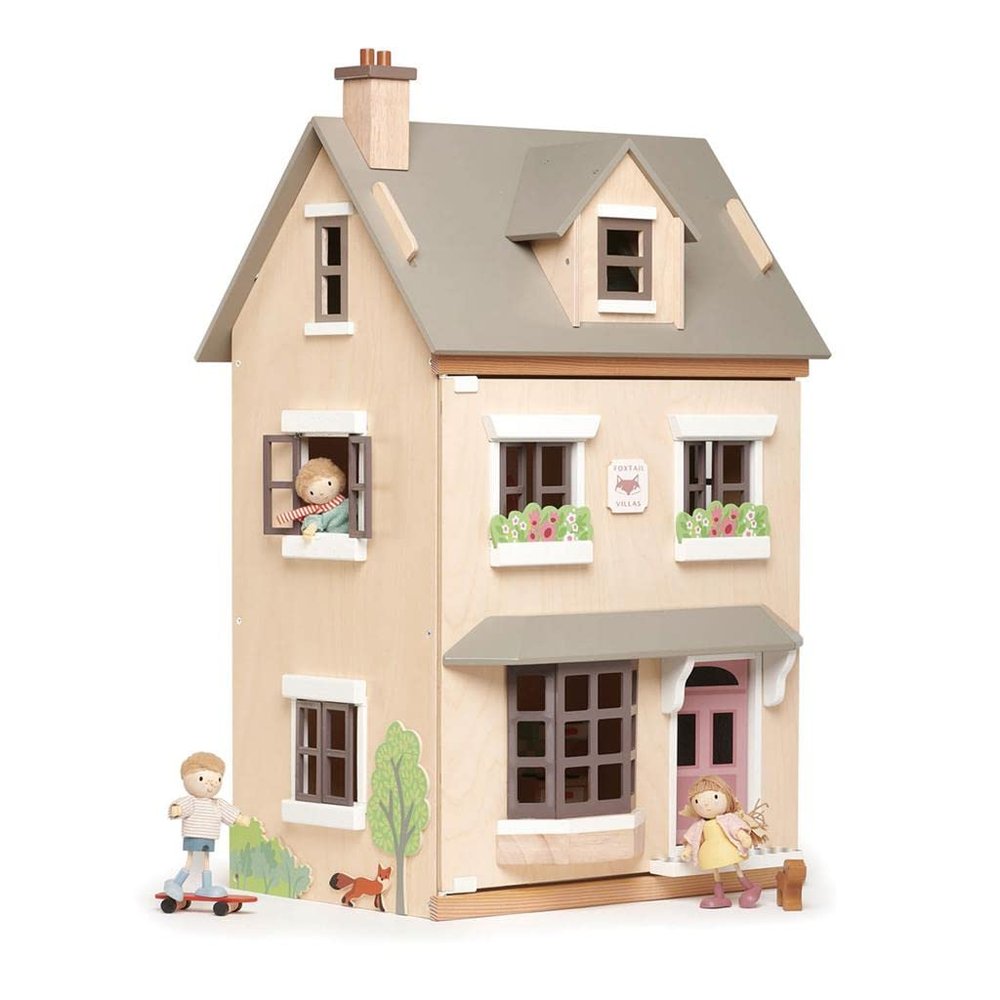 Tender Leaf Toys - Foxtail Villa - Furnished 27.95 Tall Town Style Pretend Play Doll House - Encourage Creative and Imaginative Fun Play for Children 3+