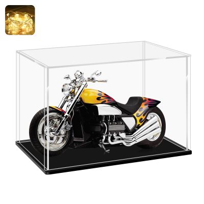 LANSCOERY Clear Acrylic Display Case, Assemble Horizontal Display Box Stand with Black Base, Dustproof Protection Showcase for Collectibles Memorabilia Figurines (12x10x10inch; 30x25x25cm)