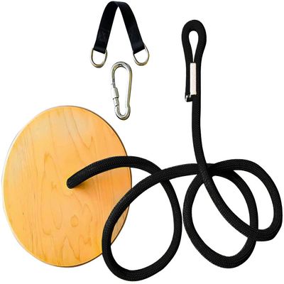 Topwon Wood Round Swing Outdoor Disc Tree Swing Outdoors High Strength Load-Bearing Wooden disc Swing Round Swing Swing Seat with Adjustable