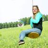 Topwon Wood Round Swing Outdoor Disc Tree Swing Outdoors High Strength Load-Bearing Wooden disc Swing Round Swing Swing Seat with Adjustable view 2
