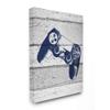 The Kids Room by Stupell Video Game Controller Blue Print on Planks Stretched Canvas Wall Art, Multi-Colored view 1