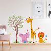 Nursery Animal Wall Decor Vinyl Sticker - Art Jungle Kid Baby Set Cute Decal - African Elephant Giraffe Girl Room Wild Boy Child Mural view 2