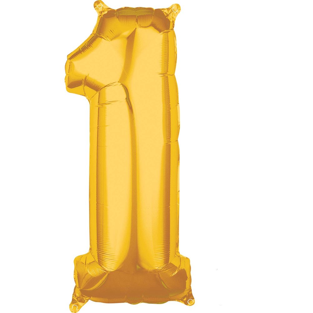 Anagram 53" Jumbo Number 1 Gold Foil Balloon, Multicolor
