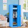 Costzon 48" Kids Locker Cabinet, Daycare Metal Coat Locker w/Hanging Rod & Shelf for Kids Room Bedroom School Classroom, 2-Tier Storage Locker w/ 2 Keys for Toys, Clothes, Sports Gear, Blue view 2