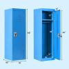 Costzon 48" Kids Locker Cabinet, Daycare Metal Coat Locker w/Hanging Rod & Shelf for Kids Room Bedroom School Classroom, 2-Tier Storage Locker w/ 2 Keys for Toys, Clothes, Sports Gear, Blue view 3
