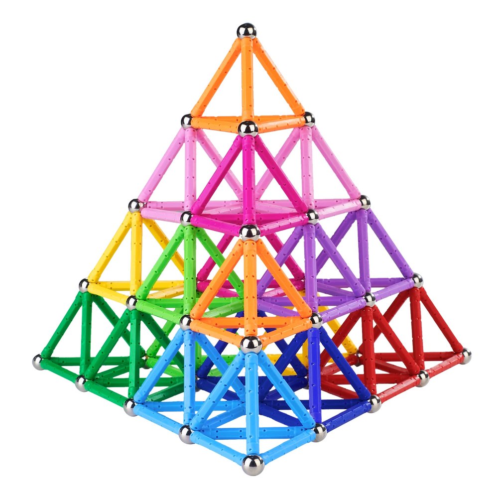 Veatree 150 Pcs Magnetic Building Sticks Blocks, 3D Non-Toxic Educational STEM Toys for Kids and Adults, Includes Storage Bag