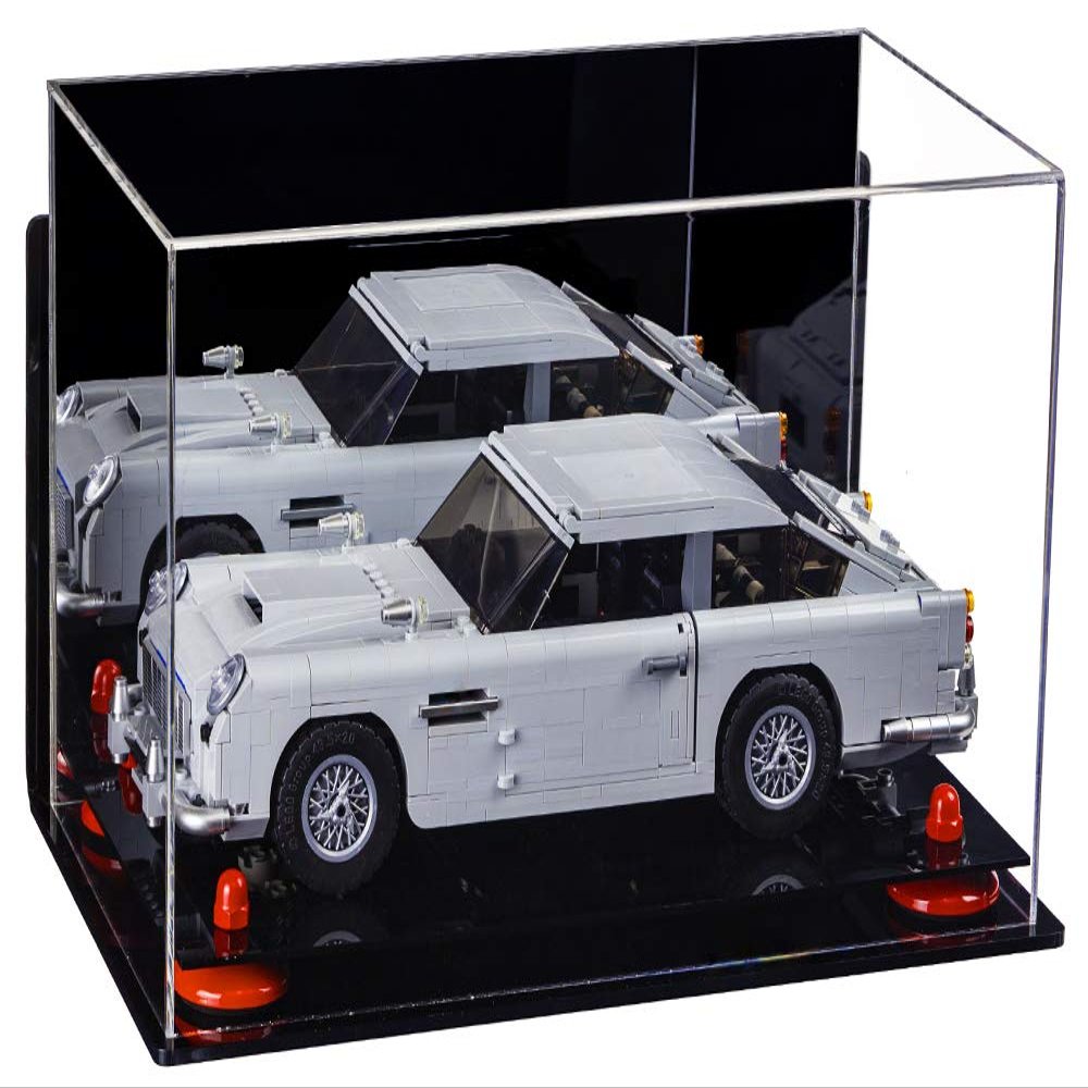 Better Display Cases Versatile Acrylic Display Case - Medium Rectangle Box with Mirror, Wall Mount and Red Risers 14" x 8" x 8.5" (A011-RR)