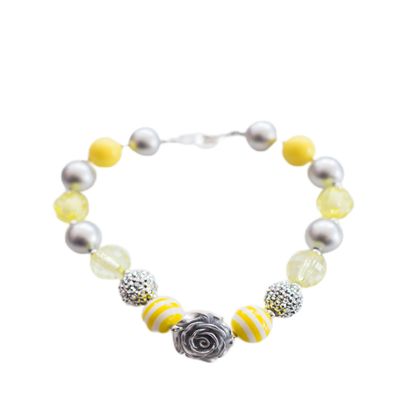 Chunky Necklace Bubble Gum Necklace (yellow/grey rose)