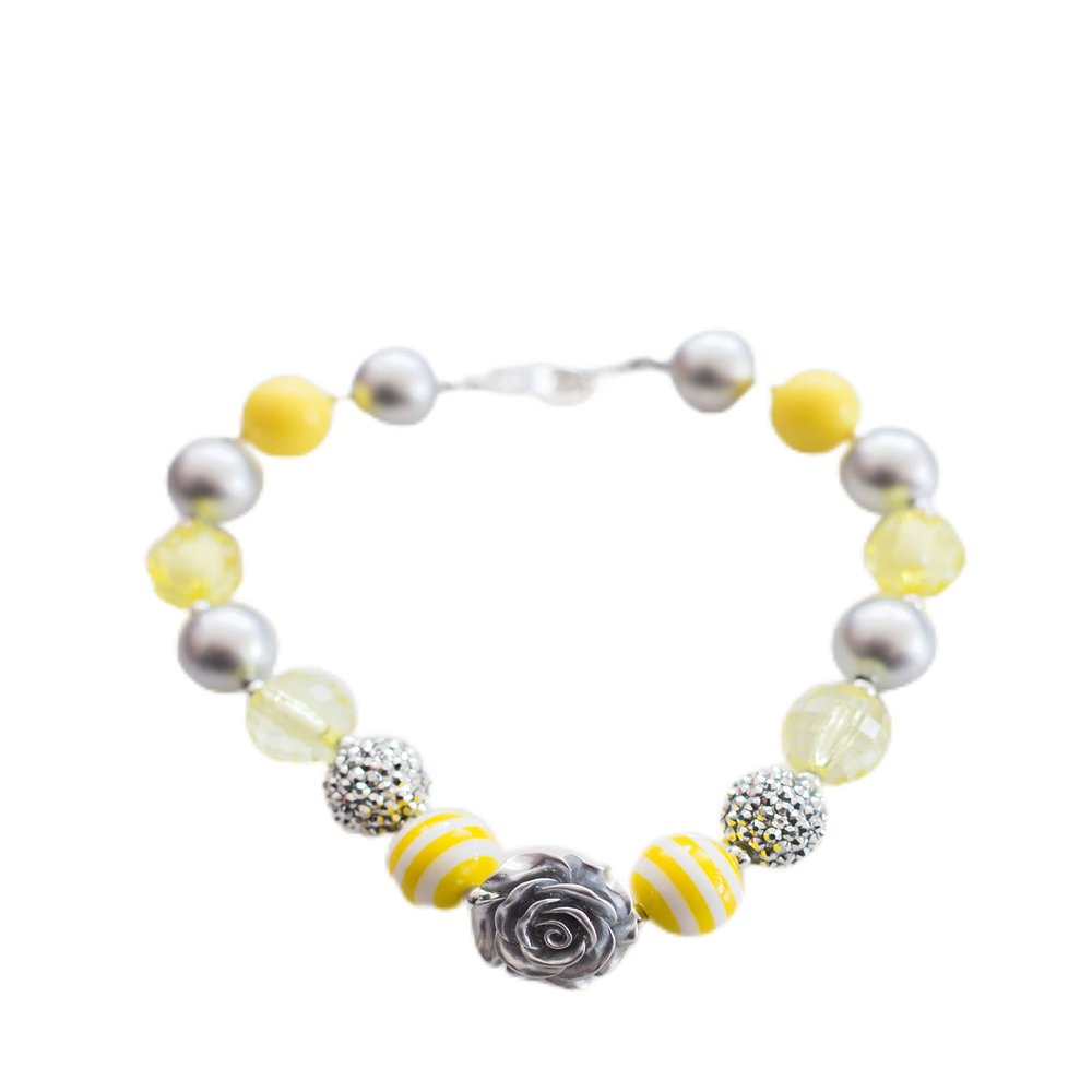 Chunky Necklace Bubble Gum Necklace (yellow/grey rose)