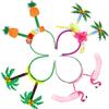 JOVITEC 4 Pcs Hawaiian Party Headband Felt Luau Head Boppers Palm Tree Flamingo Pineapple Hats for Tropical Themed Celebrations Summer Favors Supplies view 2