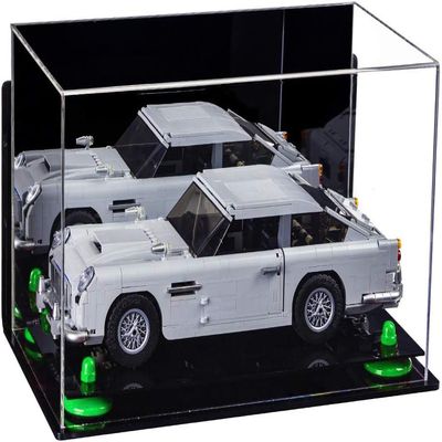 Better Display Cases Versatile Acrylic Display Case - Medium Rectangle Box with Mirror, Wall Mount and Orange Risers 14" x 8" x 8.5" (A011-OR)