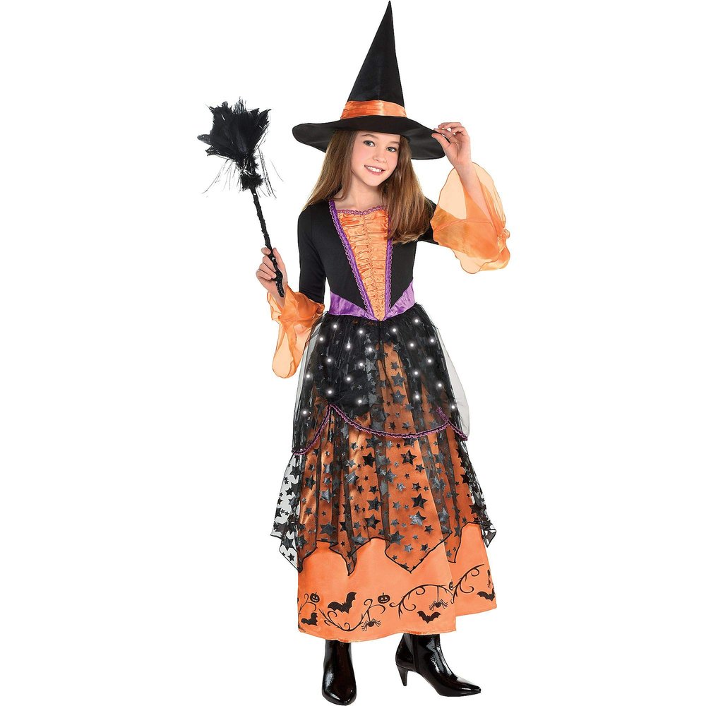 amscan Kid's Halloween Witch Costume - Medium (8-10), Orange/Black - 2 Pcs.