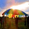 Tebery Kids Play Parachute with 12 Handles,12ft Multicolored Parachute for Tent Cooperative Games view 1