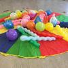 Tebery Kids Play Parachute with 12 Handles,12ft Multicolored Parachute for Tent Cooperative Games view 2