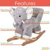 JOON Olli Ride-On Rocking Horse Elephant with Polkadot Scarf, Great for Childhood Development, Soft Materials Wooden Construction, Fun Musical Sounds, for Boys or Girls 1-3 Years Old, Gray-White view 2